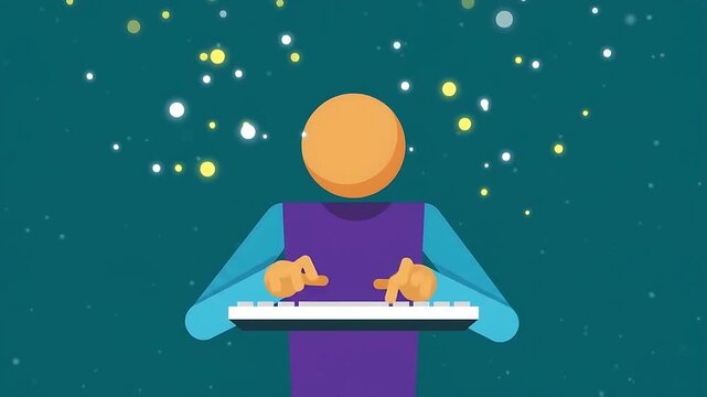Person Typing on Keyboard Generating Creative Ideas and Digital Sparks Animation