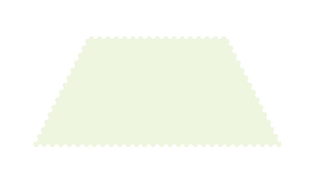 Light green trapezoid shape with serrated edges geometric shape flat shape paper cutout decorative element edge pattern white background trapezoid geometric geometry template isolated