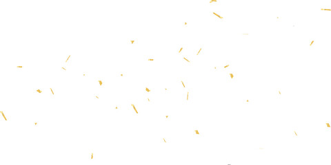 Fototapeta premium Premium gold confetti rain with artistic streamers flowing across a minimal white background, ideal for upscale party themes