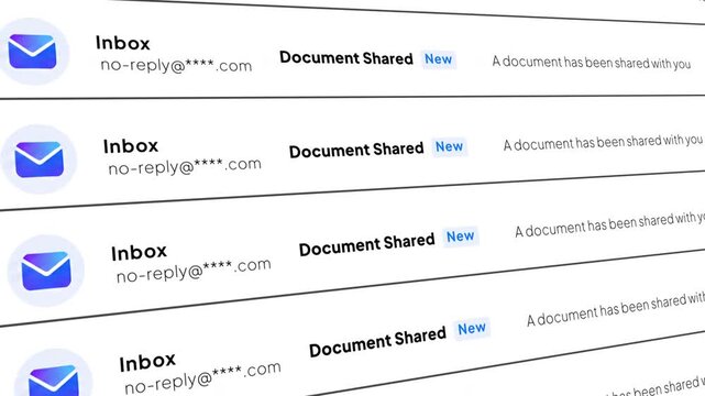Document Shared Email Notification Animation for Digital Collaboration, File Sharing and Online Communication