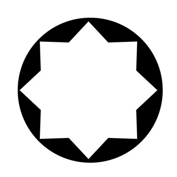 Black circle white six point star hexagram badge icon