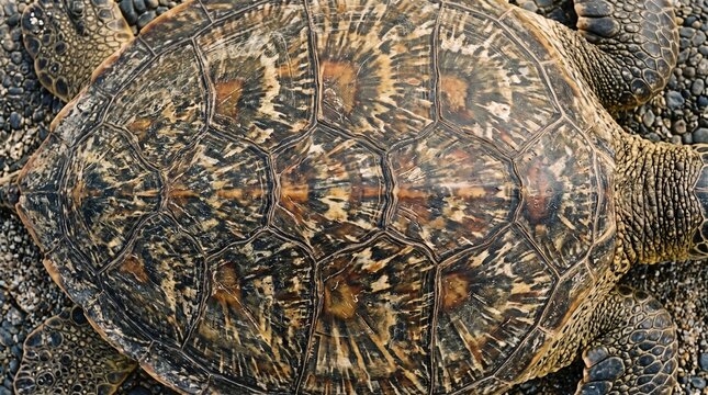 Flattened Sea Turtle Shell and Skin Texture with Olive Amber Hexagonal Pattern Full Frame Background