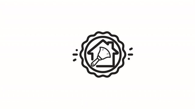 House cleaning service logo perfect for branding. Basic yet elegant black line icon great for cleaning businesses emblem design.