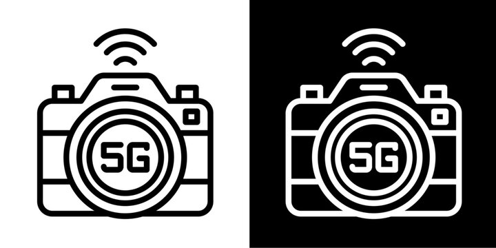 5G Smart Camera Icon Set White Style Collection