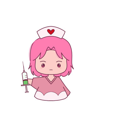 PNG Transparent of Little Nurse Cute Illustration - Pink