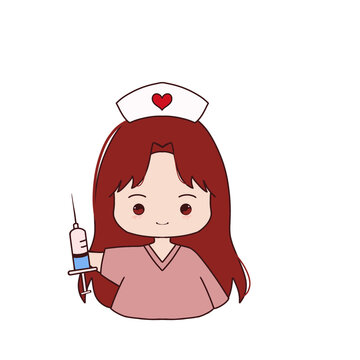 PNG Transparent of Nurse Cute Illustration - Red