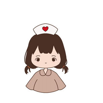 Illustration of Little girl wearing Nurse Outfit PNG Transparent - Brown