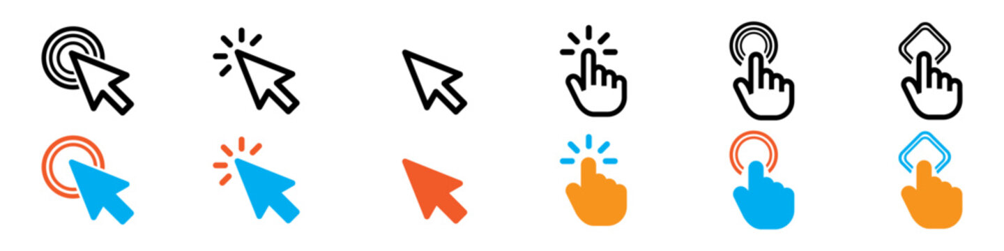 Mouse Click icon, logo silhouette symbol vector illustration. Editable stroke. Computer Mouse Cursors and Touch Hand Gestures Icon Set.