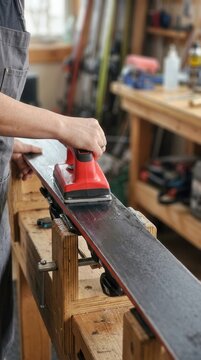 Meticulous Manual Maintenance for Peak Performance on Snowy Slopes in a Dedicated Craftsmanship Workshop