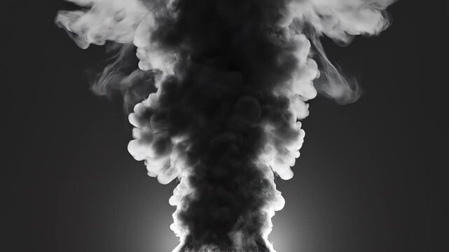 Explosive Mushroom Cloud Expanding with Dramatic Backlighting During a Nuclear Event
