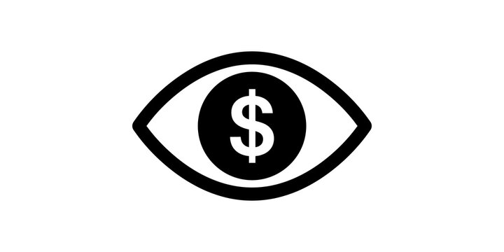 Stylized eye icon with dollar sign symbolizing financial vision or watchfulness.