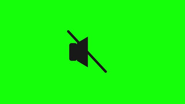 Speaker volume icon turning on and off with sound waves on green screen