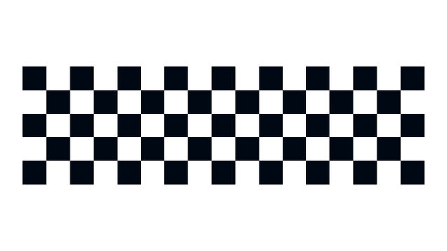 Black and white checkered pattern strip border design on white background with graphic design checkered horizontal competition template illustration abstract isolated checkerboard