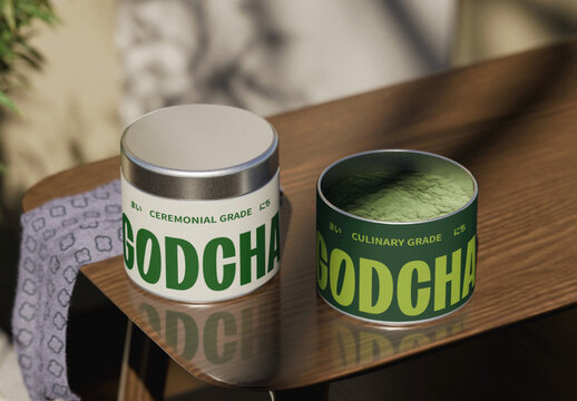 Matcha Powder Tin Mockup