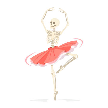 Skeleton Ballerina Dancing in Pink Tutu