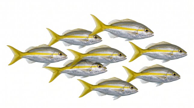 School of yellowtail snapper fish swimming together