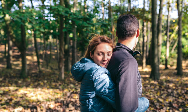 Couple in the autumnal forest