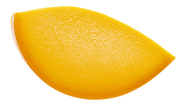 Fresh ripe yellow mango fruit slice with smooth juicy texture