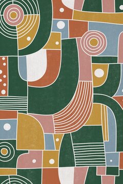 Colorful midcentury modern abstract geometric pattern background