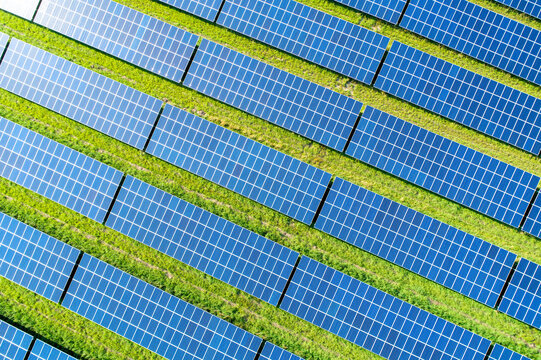 Aerial view of photovoltaic plant