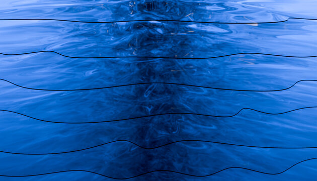 Abstract blue water ripples feature dark horizontal wavy lines