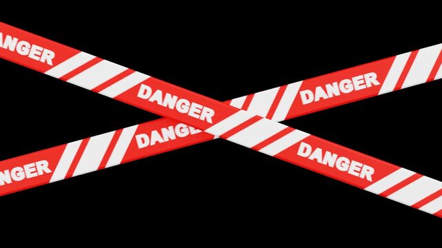 Red Danger Tape Warning Ribbon | Alpha Channel