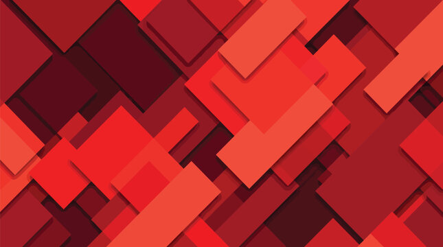 Vibrant red geometric vector graphic illustration featuring overlapping squares and rectangles with a subtle fabric texture