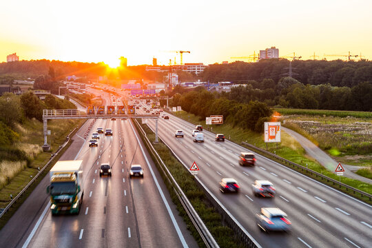 Germany, Baden-Wuerttemberg, Stuttgart, Autobahn A8 in the evening