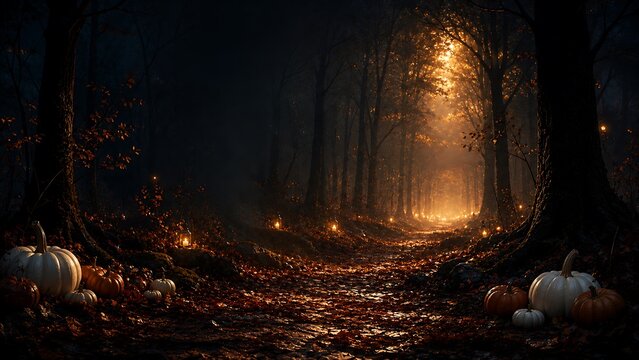 Mysterious glowing tower in dark night scene