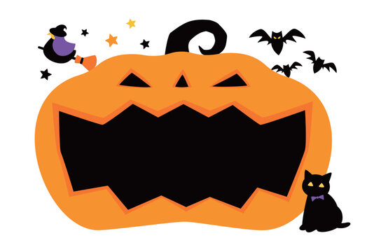 ハロウィンのコピースペースのある、かぼちゃフレーム_ハロウィーンのタイトルバックグラウンド_カボチャの背景素材