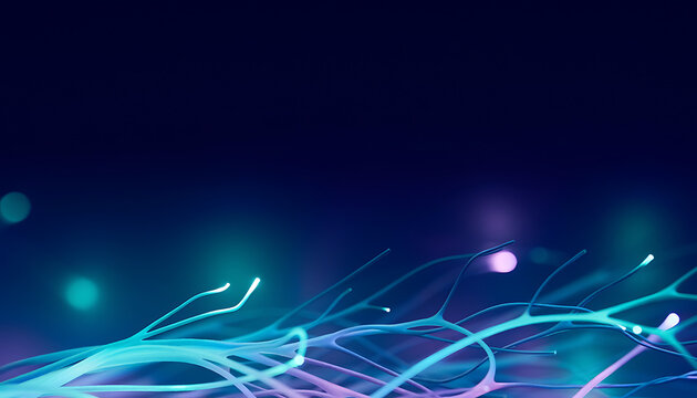 Glowing Abstract Blue Fiber Optic Lines Digital Network Background