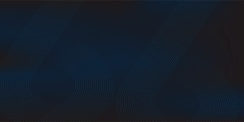 Obraz premium Dark blue abstract background with glowing circle lines. Geometric stripe line art design. Modern shiny blue diagonal rounded lines pattern. Futuristic technology concept. Vector illustration