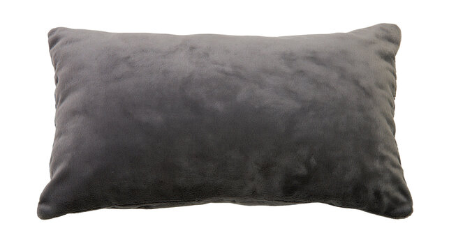 Rectangular dark grey velvet throw pillow with soft plush fabric texture