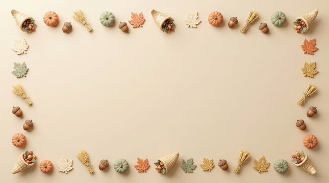 A festive and heartwarming canadian thanksgiving day celebration featuring a beautiful handcrafted border of natural seashells evoking gratitude and autumnal charm perfect for