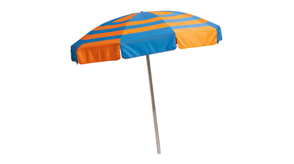 Blue and orange striped beach umbrella with metal pole © Isolde