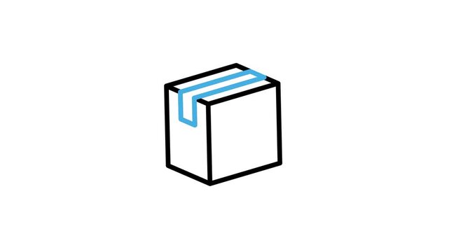 Package box icon animation for cardboard, parcel, gift, container, shipping, packing, product delivery, storage, merchandise. Motion graphics video with alpha channel