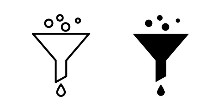 Funnel Icon represents filtering, sorting, narrowing information, refining results, selecting data, and organizing large collections of content.