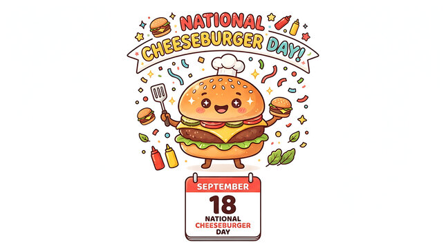 "National Cheeseburger Day!" at top, and a red calendar icon showing "September 18."

