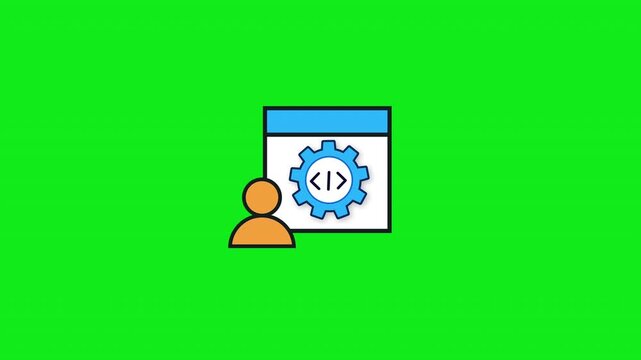 Developer Coding and Software Engineer Working Animation Green Screen. 4K Resolution
