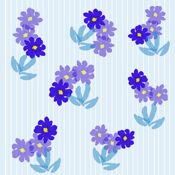 Beautiful Japanese Flower Kimono Style Blue Floral Seamless Pattern Beauty Blossom Yukata Blossom Motifs Doodle Art Vector Illustration Wallpaper 1