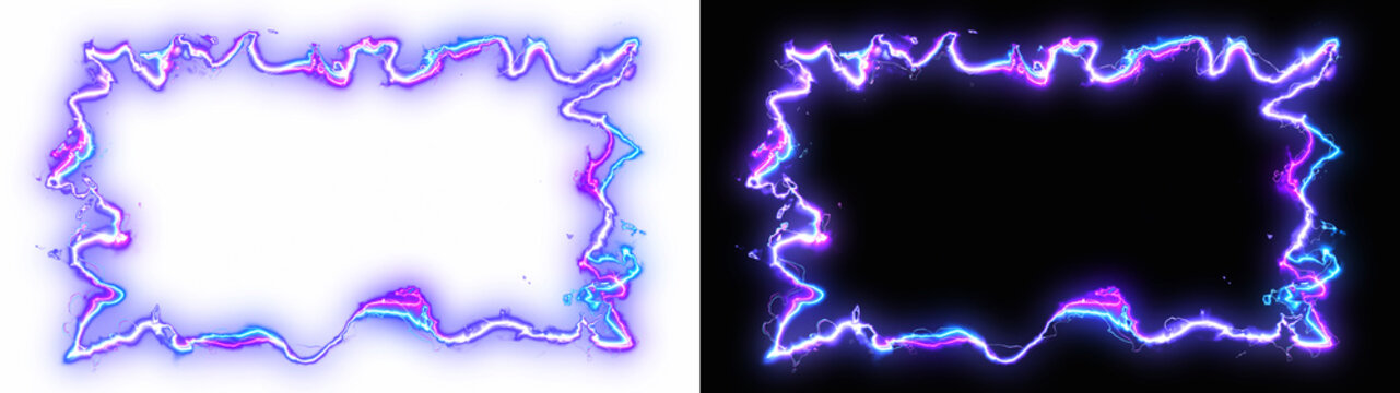 Electric power discharge frame square border effect background.