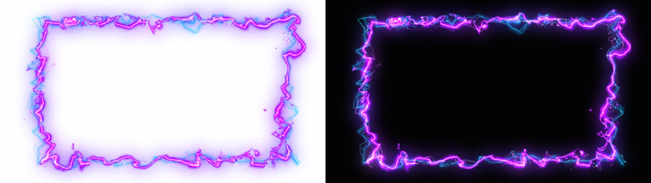 Electric power discharge frame square border effect background.