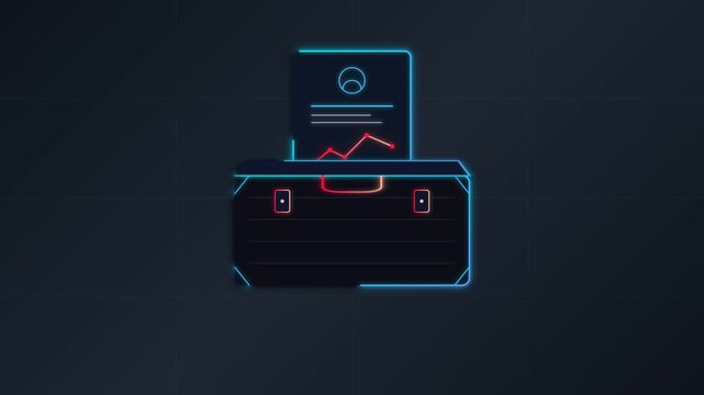 Minimalist Digital Briefcase Icon Featuring Smooth Stroke Animation for Professional Business Portfolio and Corporate File Management Concepts