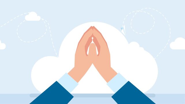 Arms slap, greeting hi gesture of friends. Two hands giving high five, clapping palms icon. Partners congratulation with great deal. Gesture clap hand on light background. 2d flat animation. Video