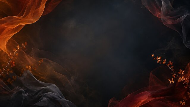 Abstract autumn leaves on dark background