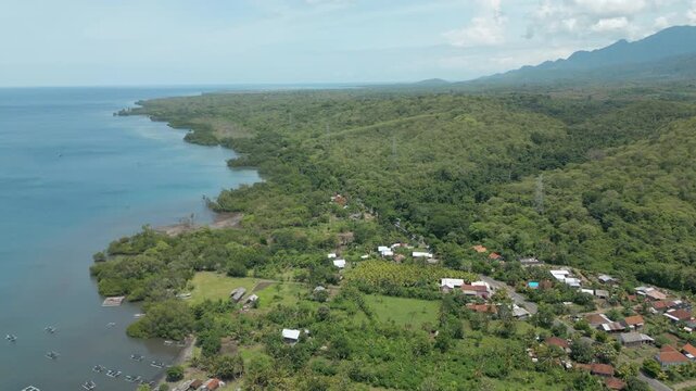 West Bali Coastline And Lush Jungle Singaraja District Indonesia Drone High Angle 4K 60FPS