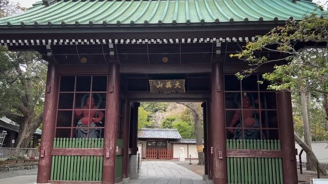 Japan Temple Gate Niomon with Fierce Red Guardians