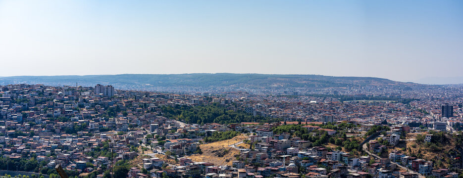 Panoramic view of Konak, Karabaglar and Buca districts from Kadifekale in Izmir.