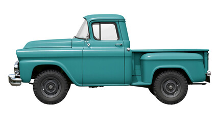 Vintage teal blue pickup truck side view © Lena