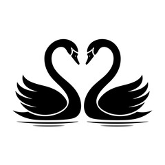 Obraz premium Swans forming in a heart icon